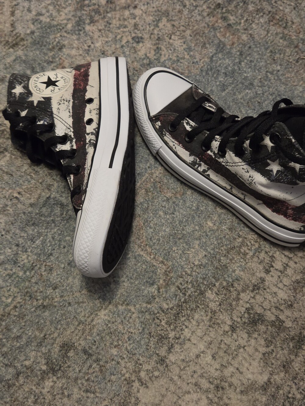 Converse Chuck Taylor All Star High Top Distressed American Flag Shoes Size W7